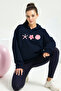 Unisex Navy Blue Starfish Printed Hooded Sweatshirt