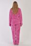 Women's Pink Color Welsoft Fabric Crew Neck Long Sleeve Pajama Set C0T5N0603 - 4