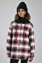 Women's Plaid Fabric Detailed Quilted Design Coat