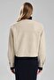 Women's Faux Leather Crew Neck Design Jacket - 3