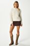 Women's Matcha Soft Bearded Boat Neck Cream Knitwear Sweater - 3