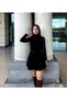 Women's Long Sleeve Turtleneck Loose Condo Acrylic Dress - 8