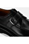 Men's Black Adjustable Buckle Leather Casual Shoes - 6
