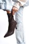 Brown Women's Short Heeled Comfortable Stretch Boots (8cm) - 3