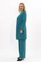 Zero Collar Plain Long Jacket & Wide Leg Trousers-Petrol - 1005520 - 3