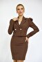 Men's Collared Drape Sleeve Short Jacket - Chestnut - 1057100
