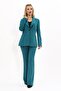 Men's Lapel Single Button Classic Jacket & Flared Trousers - Petrol - 1025530