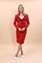 Shirt Collar Short Jacket & Plain Tight Skirt-Red - 1055540 - 4