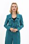 Petrol Color Low Collar Mini Jacket - 5