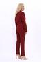 Single Button Classic Blazer Jacket & Slim Leg Pants Women's Suit - Burgundy - 5