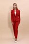 Plus Size - Collared Single Button Jacket & Tube Leg Pants Set-Red
