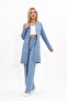 Zero Collar Plain Long Jacket & Wide Leg Trousers-Navy - 1005520 - 3