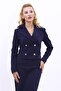 Shirt Collar Kuruvaze Short Jacket-Navy Blue - 1059100