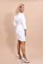 V-Neck Cropped Jacket & Slit Straight Tight Skirt - White - 1016502 - 4