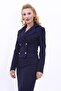 Shirt Collar Kuruvaze Short Jacket-Navy Blue - 1059100 - 3