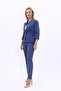 Zero Collar Plain Short Jacket & Skinny Leg Pants-Indigo - 1015510 - 3