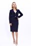 Shirt Collar Short Jacket & Plain Tight Skirt-Navy Blue - 5
