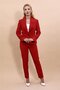 Plus Size - Collared Single Button Jacket & Tube Leg Pants Set-Red - 5