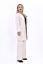 Zero Collar Plain Long Jacket & Wide Leg Trousers-Beige - 1005520 - 2