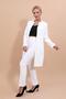 Zero Collar Plain Long Jacket & Skinny Leg Trousers-White - 1005510