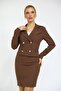 Shirt Collar Kuruvaze Short Jacket-Chestnut - 1059100