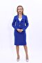 Shirt Collar Short Jacket & Straight Tight Skirt- Cobalt - 4