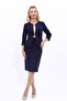 Zero Collar Plain Short Jacket & Plain Tight Skirt - Navy Blue - 1015540 - 4