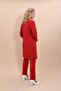 Zero Collar Plain Long Jacket & Skinny Leg Pants - Red - 1005510 - 5