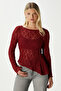 Angel Asymmetrical Burgundy Long Sleeve Lace Top / Blouse - 2