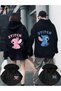 Unisex Stitch Printed 2-Piece Double Zipper Hooded Sweatshirt