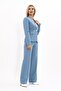 Single Button Classic Jacket & Wide Leg Trousers-Navy - 1044520 - 3