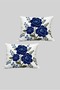Navy Blue Floral Patterned 3D Embroidery Look Digital Printed Decorative Throw Pillow Cover Set of 2 30X50