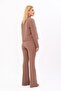 Buttoned Mini Jacket & Flared Trousers Set - Brown - 1010530 - 4