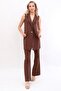 Single Button Casual Vest & Flared Trousers Set - Chestnut - 1519530