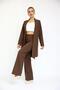 Shawl Collar Long Jacket & Wide Leg Trousers - Chestnut - 1001520 - 3