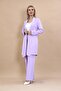 Shawl Collar Long Jacket & Wide Leg Trousers-Violet - 1001520 - 4