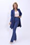 Shawl Collar Long Jacket & Spanish Flare Trousers-Indigo - 1001530 - 4