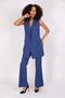 Single Button Casual Vest & Flared Trousers Set - Indigo - 1519530 - 8