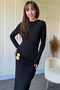 Drawstring Maxi Black Dress with Belt Accessory