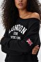 Women's London Printed One Shoulder Boat Neck New Season Oversize Sweatshirt - 2