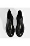 Men's Black Leather Boots with Rubber Detail - 7