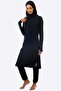 Ladies Modest Three Piece Full Swim Set - Black - 3