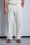 Men's Linen Look Elastic Waist Baggy Trousers Beige