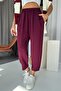 Modal Fabric Women's Trousers with Leg Fasteners - Plum - 2