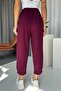 Modal Fabric Women's Trousers with Leg Fasteners - Plum - 5