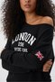 Women's London Print One Shoulder Boat Neck New Season Oversize Sweatshirt - 2
