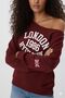 Women's London Print One Shoulder Boat Neck New Season Oversize Sweatshirt - 2