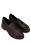 Women's Genuine Leather Brown Loafer Shoes - 2