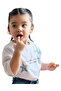 Girl's Crop Model White T-Shirt with Star Pattern on the Front - 2
