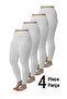 4-Pack High Waist Plus Size White Women's Leggings Cotton Stretchy Casual Stretch Fabric Leggings